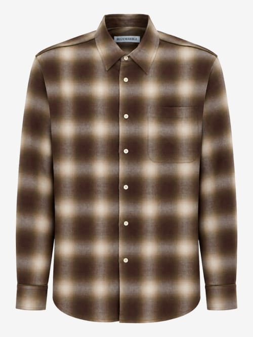 Bluemarble: Hazy checked cotton blend shirt