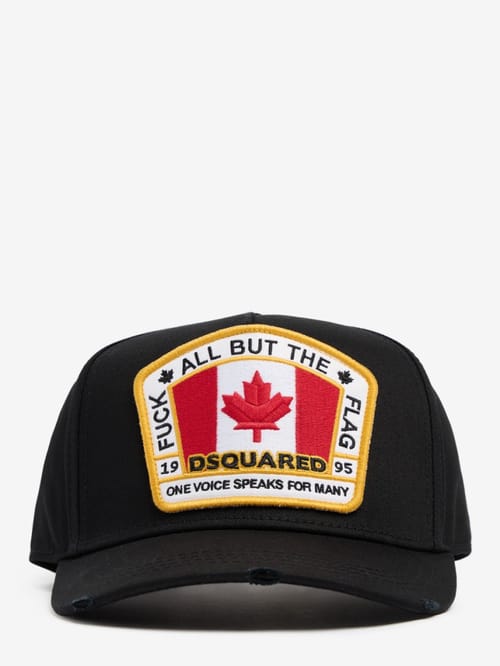Dsquared2: Flag patch cotton canvas baseball cap