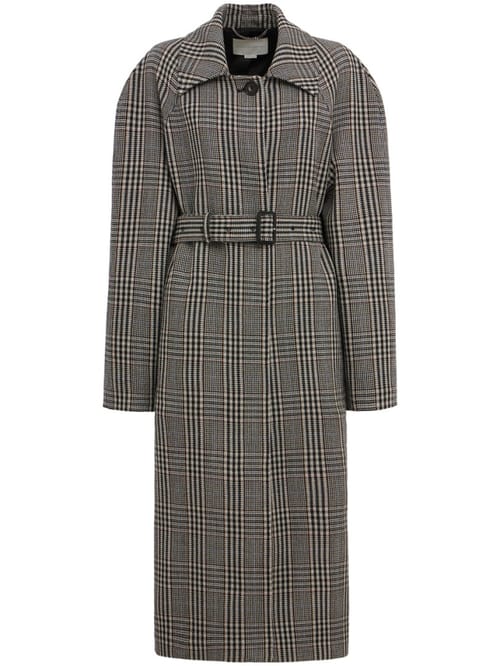 Stella McCartney: Abrigo de lana a cuadros con cinturón
