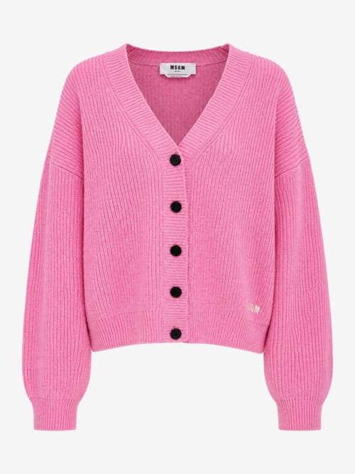 MSGM: Cardigan a coste con scollo a V