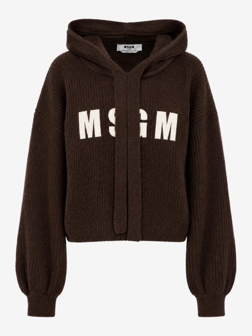 MSGM: Felpa con cappuccio a coste con logo