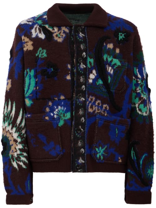 Sacai: Floral Jacquard Knit Blouson