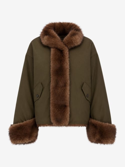 LA PISCINE: Fox fur padded jacket