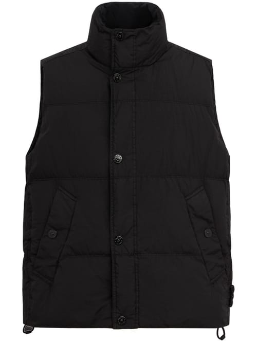 Stone Island: 带翻领的绗缝尼龙羽绒背心