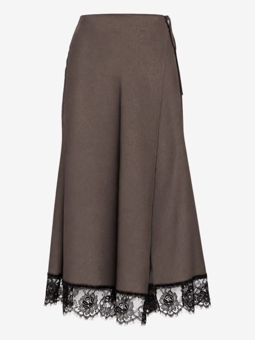 MSGM: Wrap satin skirt with lace