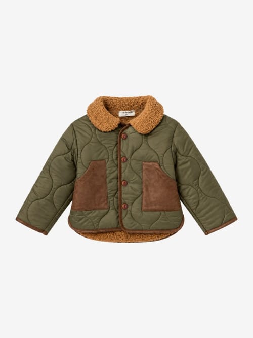 1 + IN THE FAMILY: Quilted jacket with faux fur collar
