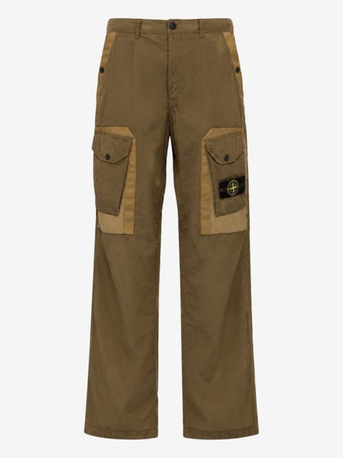 Stone Island: Logo cotton blend regular pants