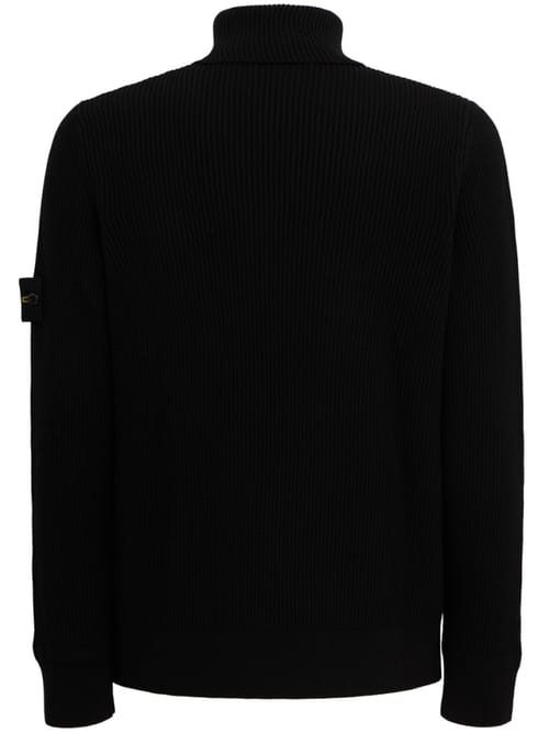 Stone Island: Logo cotton turtle neck sweater