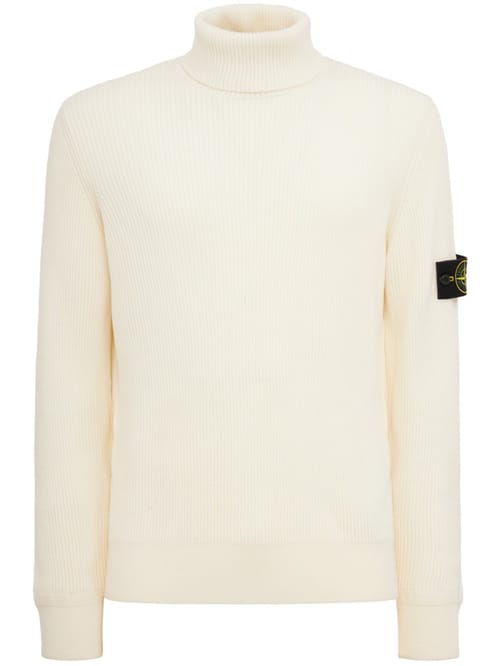 Stone Island: Logo cotton turtle neck sweater