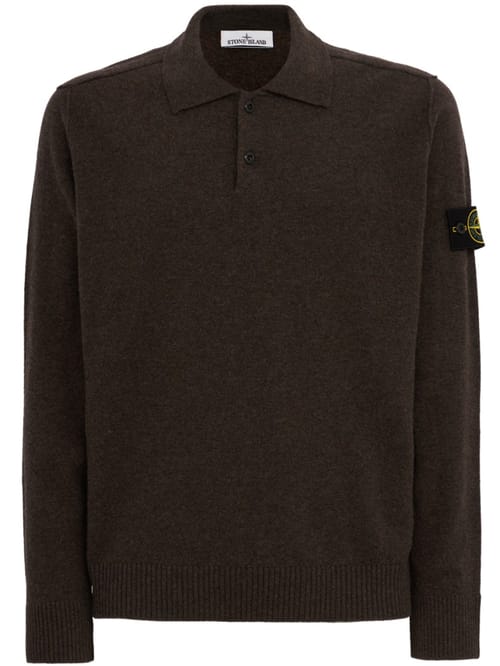 Stone Island: Logo圆领针织POLO毛衣