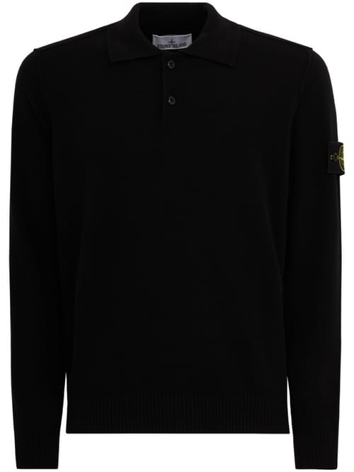 Stone Island: Logo 款圆领针织 Polo 毛衣