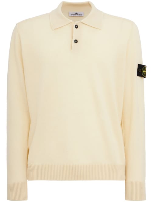 Stone Island: Logo 圆领针织 Polo 毛衣