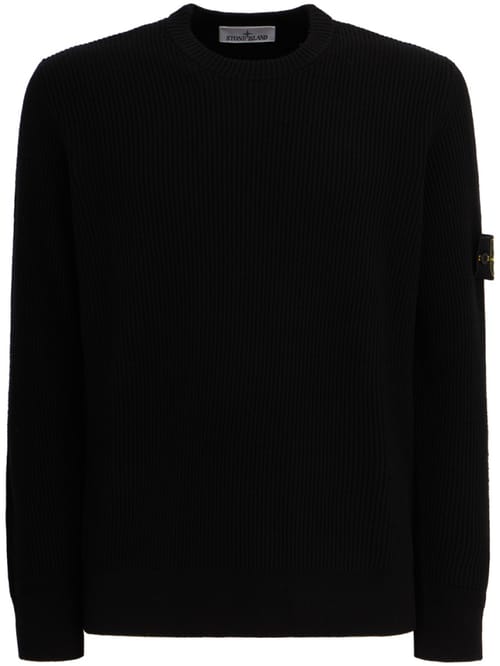 Stone Island: Logo crewneck knit sweater