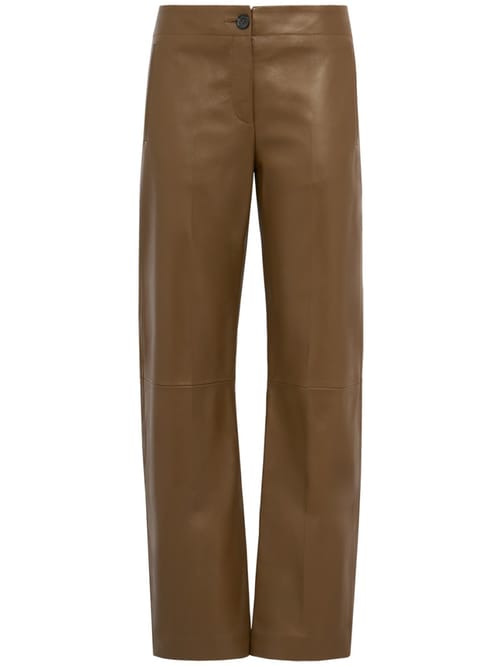Khaite: Mita lambskin pleated trousers