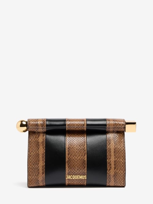 Jacquemus: Le Sac Rond Carre python print clutch