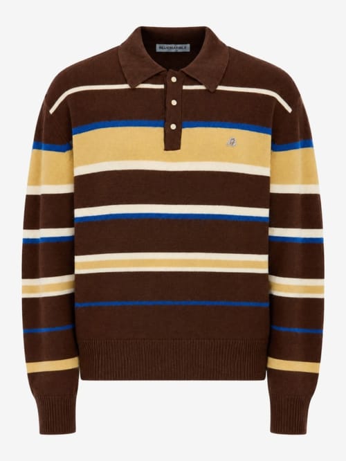 Bluemarble: Striped wool and mohair knit polo