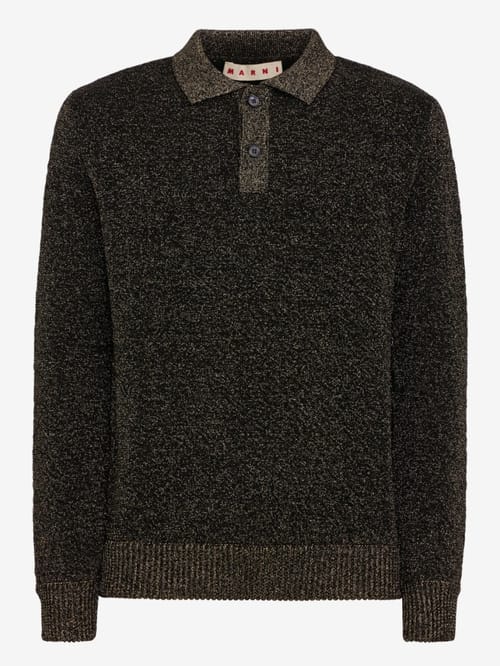 Marni: Wool and metallic yarn polo shirt