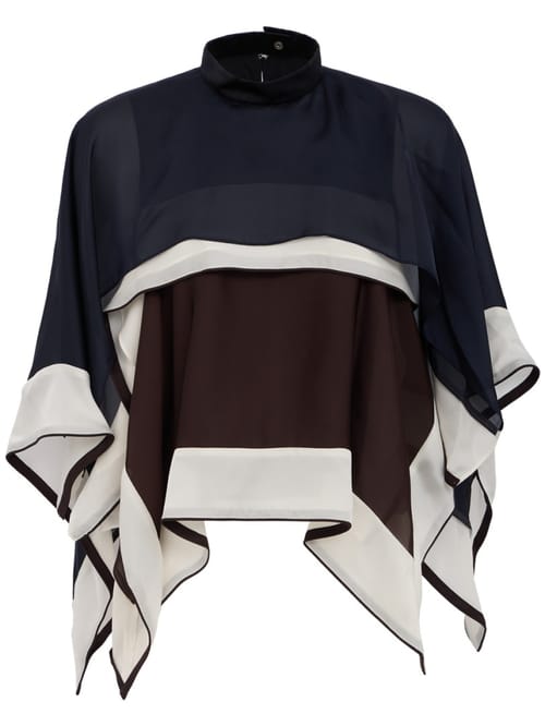 Sacai: Pull en satin x chiffon