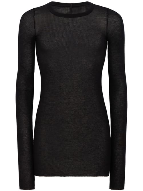 Rick Owens: 罗纹真丝混纺长袖 T 恤