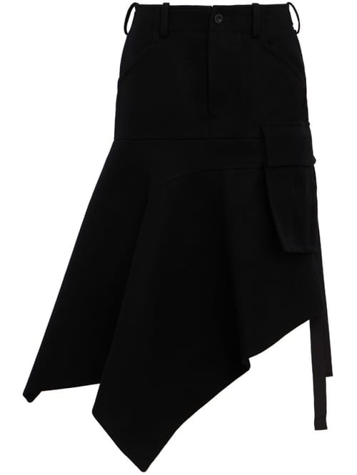 Sacai: 羊毛梅尔顿裙子
