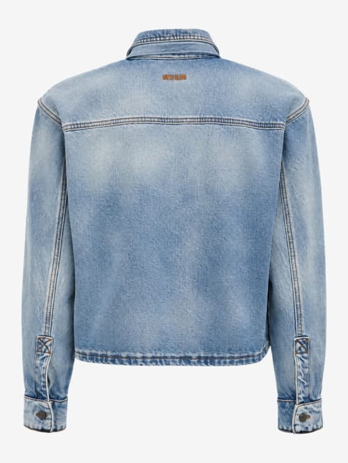 MSGM: Cropped denim shirt with tie