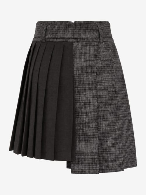 MSGM: Wool pleated mini skirt with belt