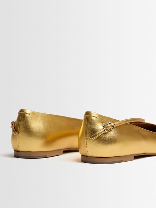 Jil Sander: Elyss metallisch Kalbleder Ballerinas