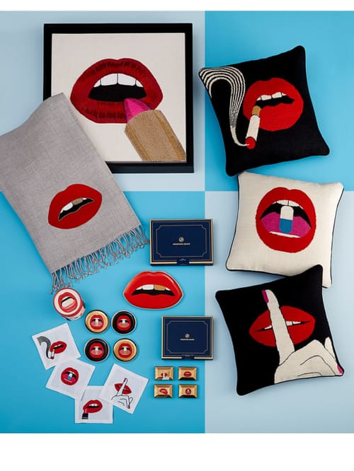Jonathan Adler: Lips embellished camel & wool throw
