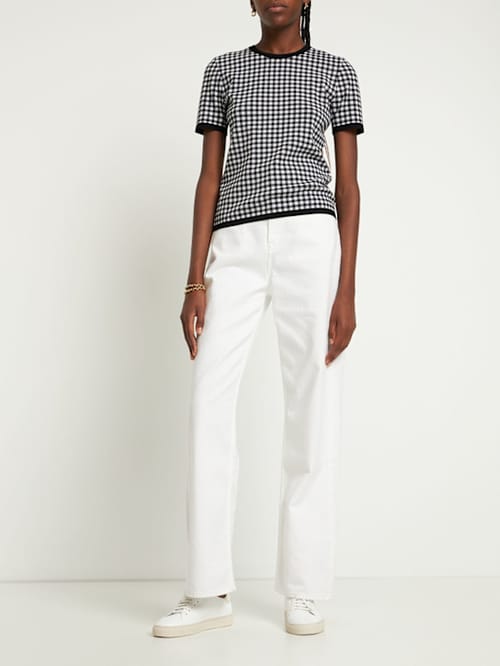 Michael Kors Collection: Viscose blend gingham casual top