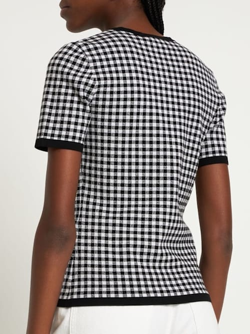 Michael Kors Collection: Viscose blend gingham casual top