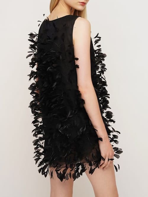 Max Mara: Straight mini dress with feathers