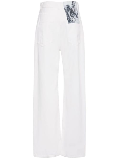 Valentino: High rise cotton denim wide jeans