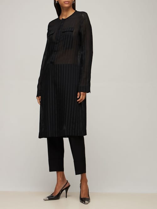 SAPIO: Semi-sheer striped shirt dress