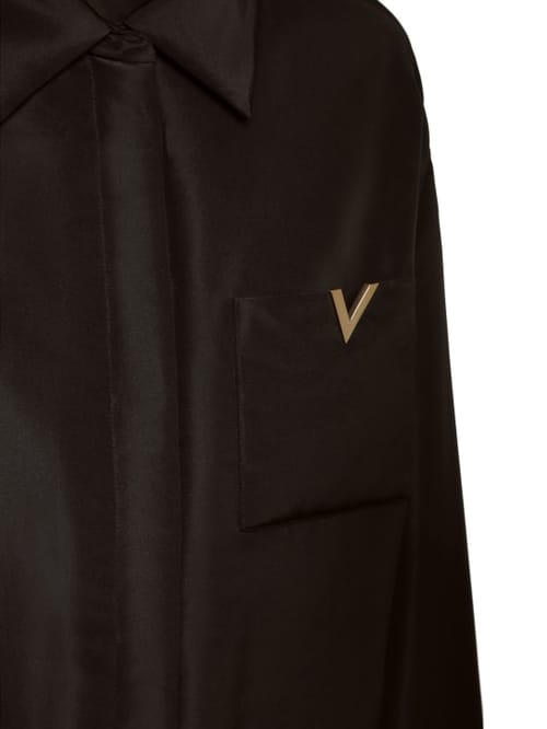 Valentino: 大廓型填充真丝罗缎衬衫