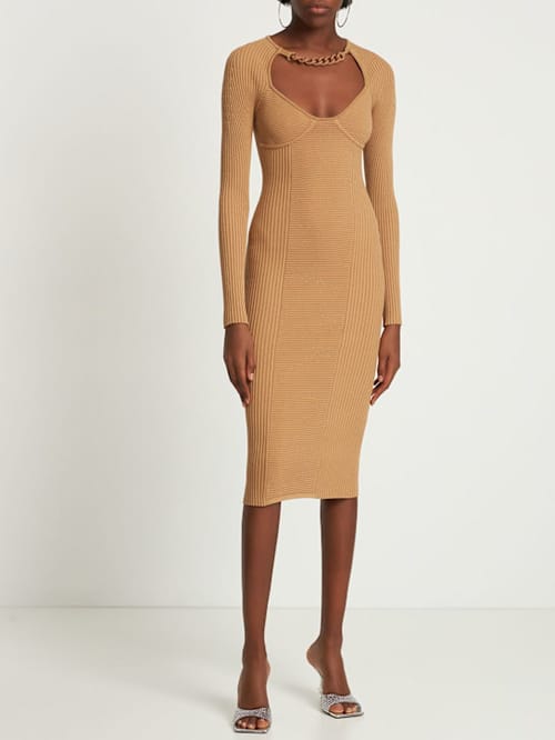 Giuseppe Di Morabito: Ribbed knit cut-out midi dress