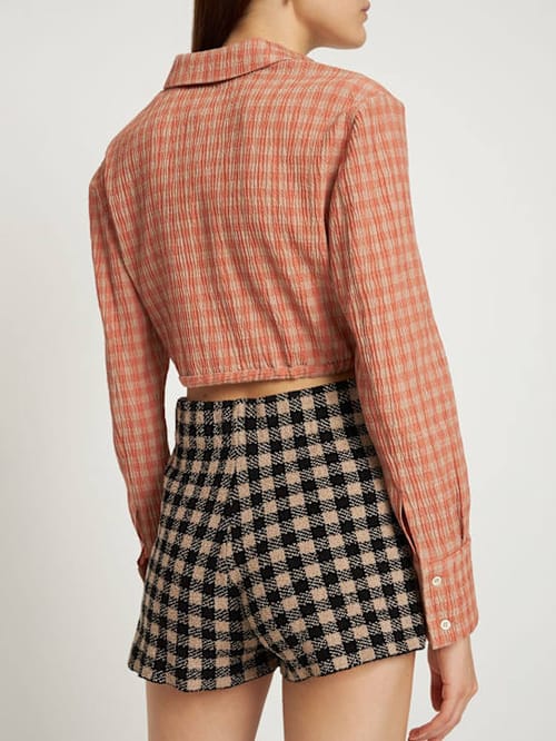 ALTUZARRA: Polydora格纹泡泡纱短款夹克