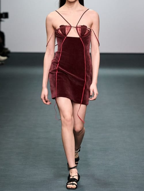 Nensi Dojaka: Velvet mini dress with cut-outs