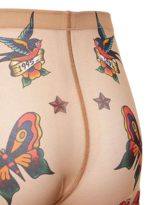 Dsquared2: Tattoo印花透明薄纱骑行短裤