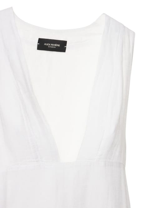 Alex Rivière Studio: Vestido corto evasé en mezcla de lino