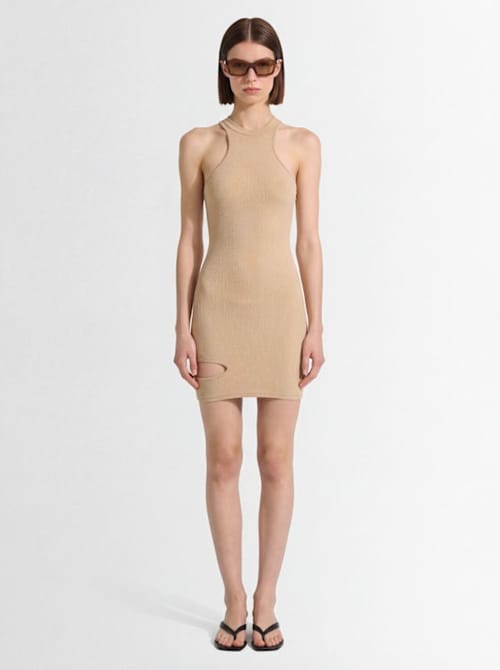 Andreadamo: Ribbed mini dress with cut-out