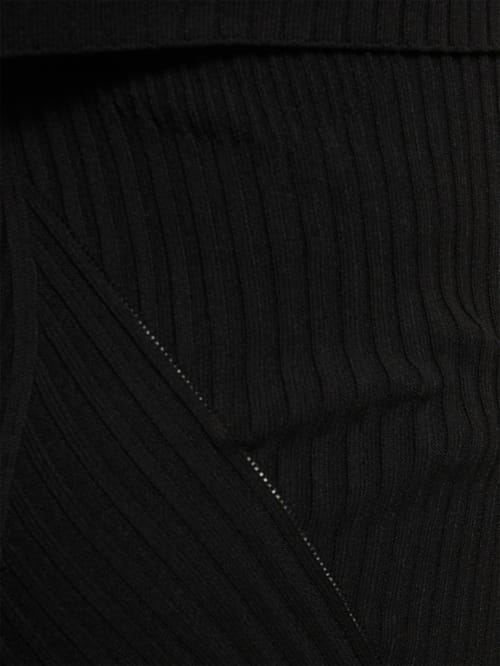 Andreadamo: Off-the-shoulder ribbed knit midi dress