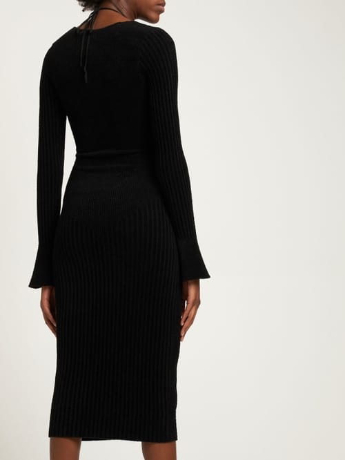 Andreadamo: Ribbed knit cut-out midi dress