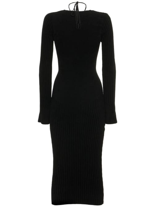 Andreadamo: Ribbed knit cut-out midi dress