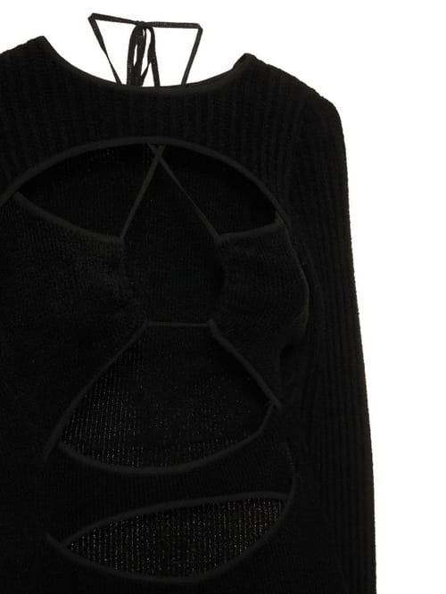 Andreadamo: Ribbed knit cut-out midi dress