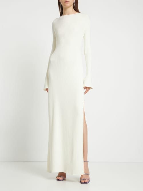 Mach & Mach: Long ribbed knit dress
