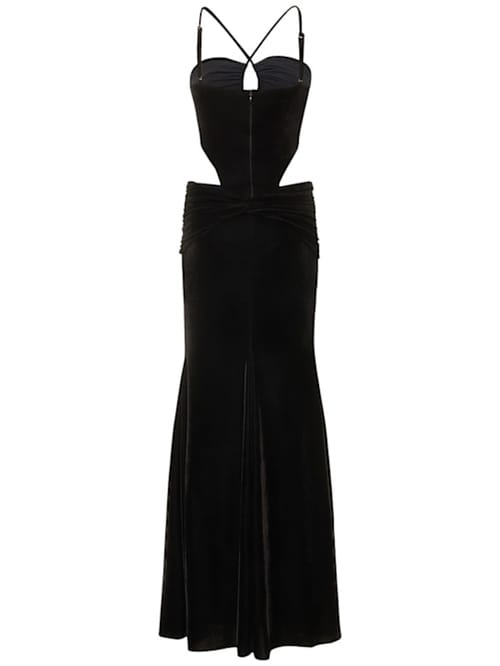 Patbo: Abito lungo in velluto con cut-out