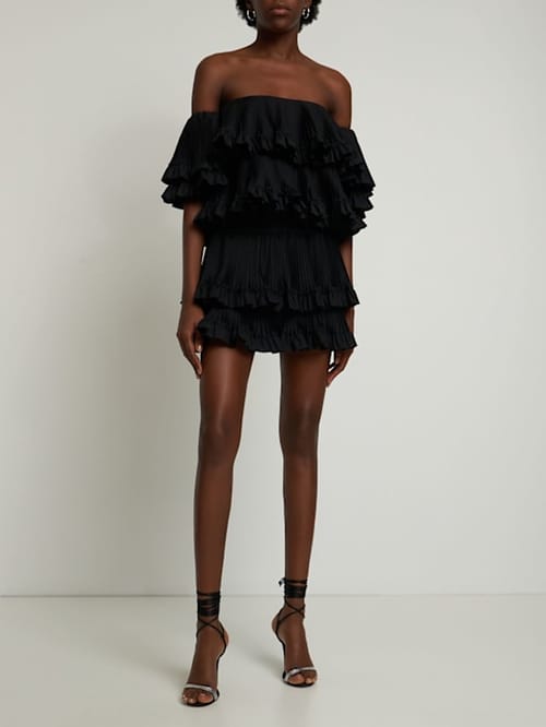 Brandon Maxwell: 打褶棉质府绸迷你短裙