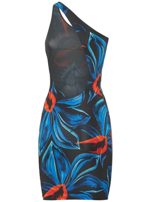 Louisa Ballou: Vestido corto asimétrico de punto