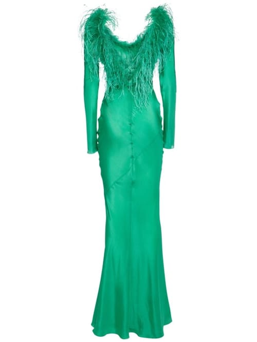Giuseppe Di Morabito: Satin gown with feathers