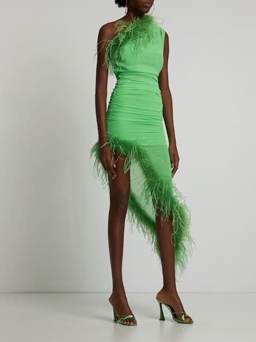 Giuseppe Di Morabito: One-shoulder dress with ostrich feathers